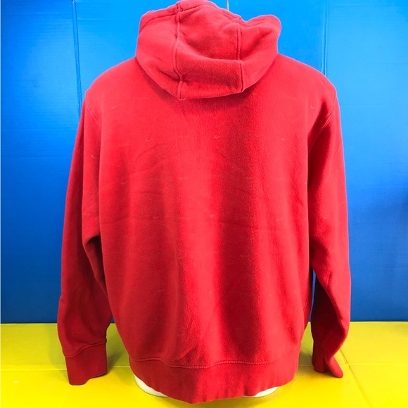 Nike Center Check Center Swoosh Hoodie Size L Red Hooded Sweatshirt - Picture 4 of 9
